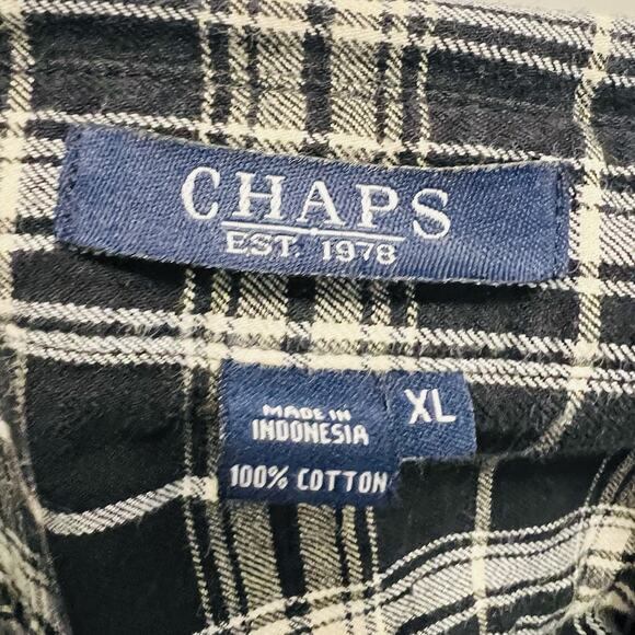 Chaps Women’s XL Black White Plaid Flannel Long Sleeve (A0129) - Picture 5 of 5